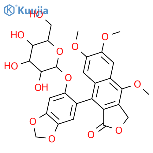 2,7'-Cyclo-2',4,4',5,5',7-hexahydroxy-8,8'-ligna-7,7'-dien-9',9-olide; 4',5'-Methylene, 4,5,7-tri-Me ether, 2'-O-β-D-glucopyranoside structure