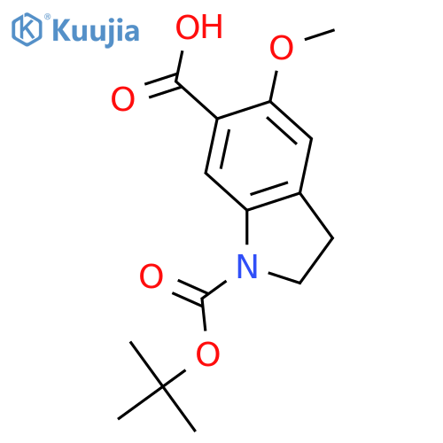 1-(tert-butoxy)carbonyl-5-methoxy-2,3-dihydro-1H-indole-6-carboxylic acid structure