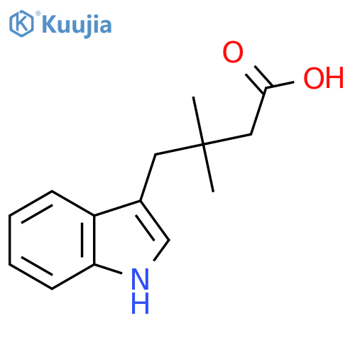4-(1H-indol-3-yl)-3,3-dimethylbutanoic acid structure