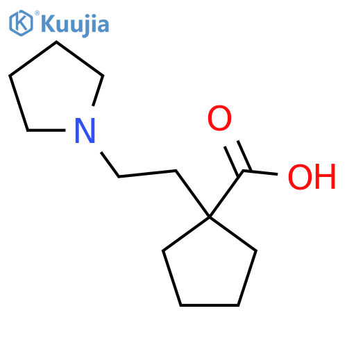 1-2-(pyrrolidin-1-yl)ethylcyclopentane-1-carboxylic acid structure