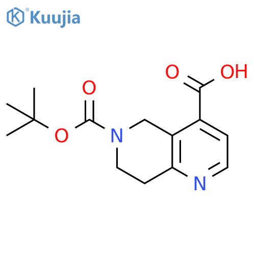 6-(tert-butoxy)carbonyl-5,6,7,8-tetrahydro-1,6-naphthyridine-4-carboxylic acid structure