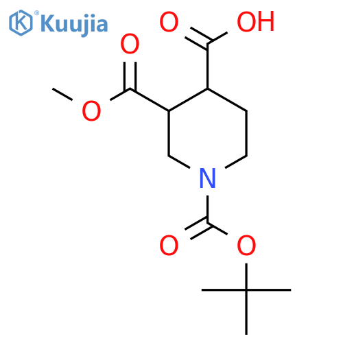 1-(tert-butoxy)carbonyl-3-(methoxycarbonyl)piperidine-4-carboxylic acid, Mixture of diastereomers structure