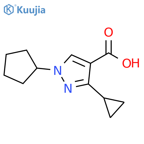 1H-Pyrazole-4-carboxylic acid, 1-cyclopentyl-3-cyclopropyl- structure