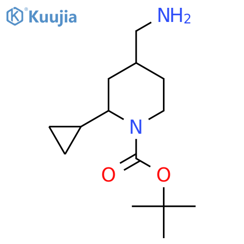 tert-butyl 4-(aminomethyl)-2-cyclopropylpiperidine-1-carboxylate structure