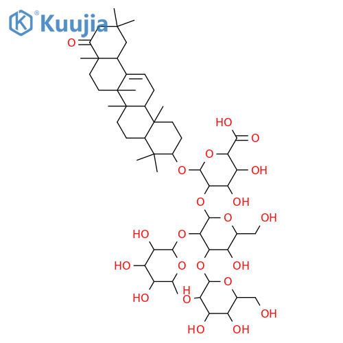 b-D-Glucopyranosiduronic acid, (3b)-22-oxoolean-12-en-3-ylO-6-deoxy-a-L-mannopyranosyl-(1&reg;2)-O-[b-D-glucopyranosyl-(1&reg;3)]-O-b-D-galactopyranosyl-(1&reg;2)- (9CI) structure
