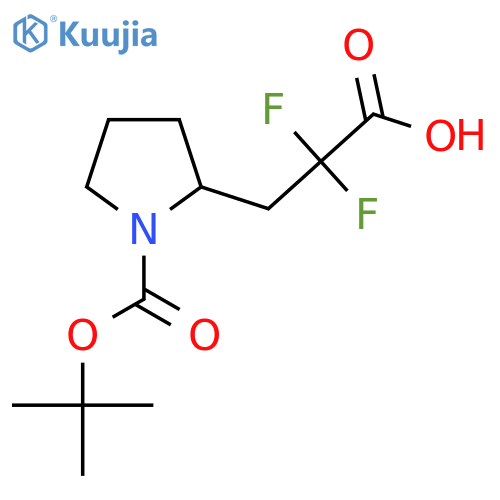 3-{1-[(Tert-butoxy)carbonyl]pyrrolidin-2-yl}-2,2-difluoropropanoic acid structure