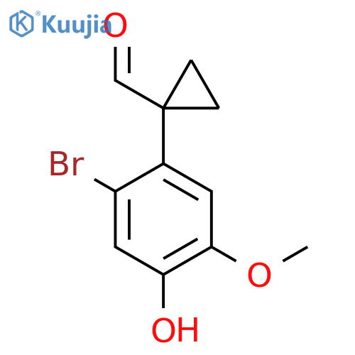 1-(2-bromo-4-hydroxy-5-methoxyphenyl)cyclopropane-1-carbaldehyde structure