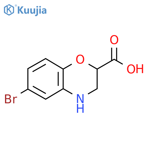 6-Bromo-3,4-dihydro-2H-benzo[b][1,4]oxazine-2-carboxylic acid structure