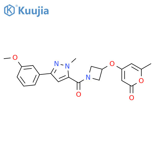 4-[1-[5-(3-methoxyphenyl)-2-methylpyrazole-3-carbonyl]azetidin-3-yl]oxy-6-methylpyran-2-one structure