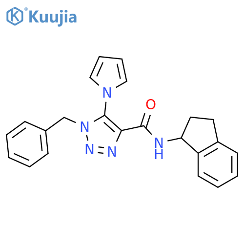 1-benzyl-N-(2,3-dihydro-1H-inden-1-yl)-5-(1H-pyrrol-1-yl)-1H-1,2,3-triazole-4-carboxamide structure