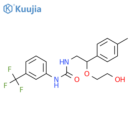 1-[2-(2-hydroxyethoxy)-2-(4-methylphenyl)ethyl]-3-[3-(trifluoromethyl)phenyl]urea structure