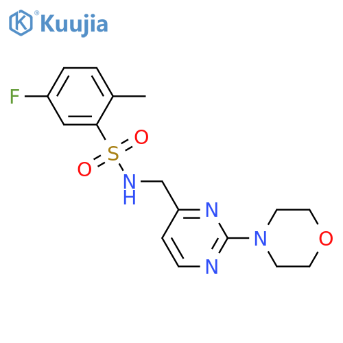 5-fluoro-2-methyl-N-{[2-(morpholin-4-yl)pyrimidin-4-yl]methyl}benzene-1-sulfonamide structure