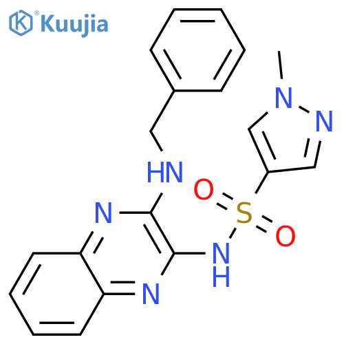 N-[3-(benzylamino)quinoxalin-2-yl]-1-methyl-1H-pyrazole-4-sulfonamide structure