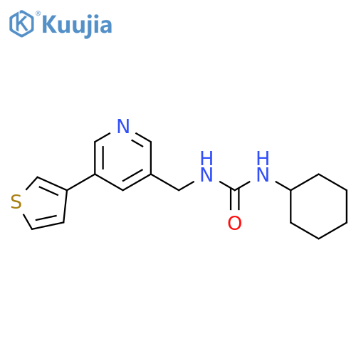 1-cyclohexyl-3-[(5-thiophen-3-ylpyridin-3-yl)methyl]urea structure