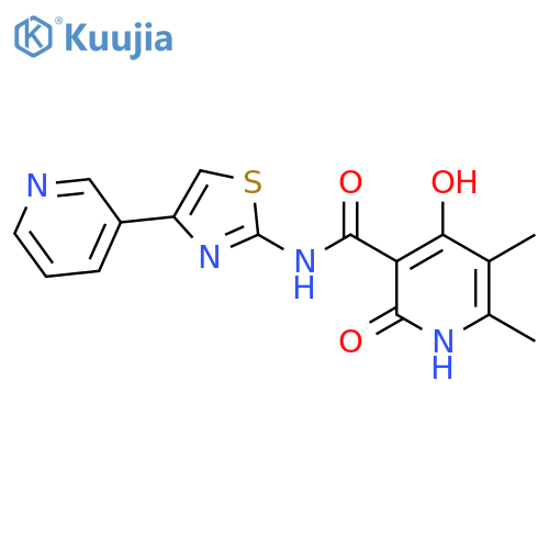 2,4-dihydroxy-5,6-dimethyl-N-[4-(pyridin-3-yl)-1,3-thiazol-2-yl]pyridine-3-carboxamide structure