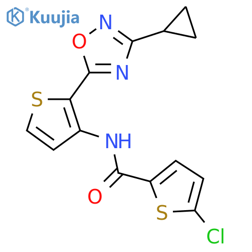 5-chloro-N-[2-(3-cyclopropyl-1,2,4-oxadiazol-5-yl)thiophen-3-yl]thiophene-2-carboxamide structure
