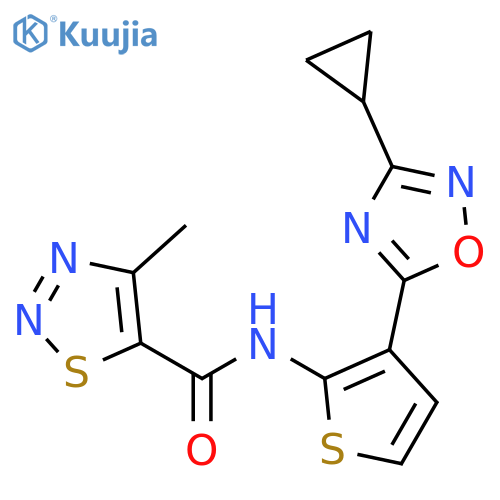 N-[3-(3-Cyclopropyl-1,2,4-oxadiazol-5-yl)-2-thienyl]-4-methyl-1,2,3-thiadiazole-5-carboxamide structure