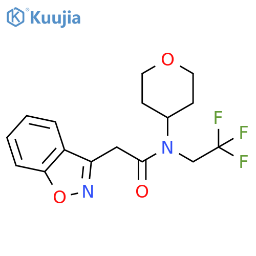 2-(1,2-benzoxazol-3-yl)-N-(oxan-4-yl)-N-(2,2,2-trifluoroethyl)acetamide structure