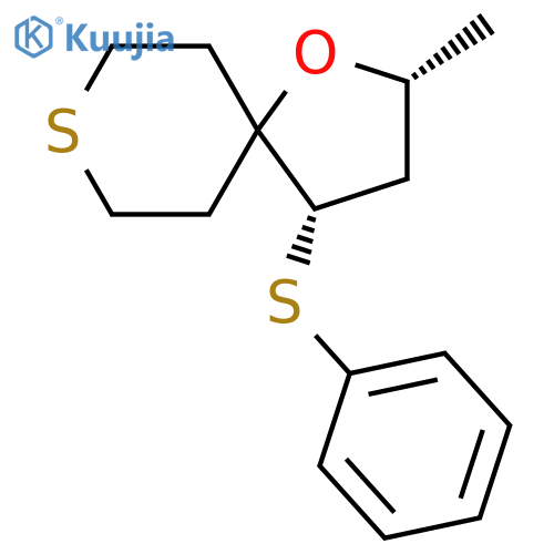 1-Oxa-8-thiaspiro[4.5]decane, 2-methyl-4-(phenylthio)-, cis- structure