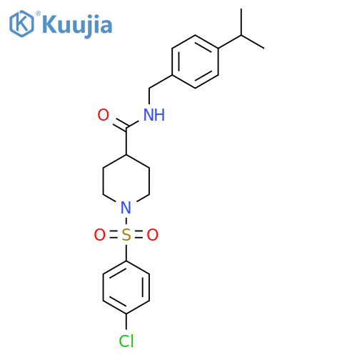 1-(4-chlorobenzenesulfonyl)-N-{[4-(propan-2-yl)phenyl]methyl}piperidine-4-carboxamide structure