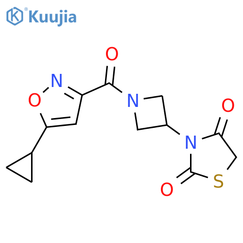 3-[1-(5-cyclopropyl-1,2-oxazole-3-carbonyl)azetidin-3-yl]-1,3-thiazolidine-2,4-dione structure