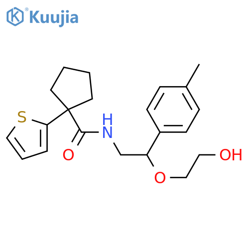 N-[2-(2-hydroxyethoxy)-2-(4-methylphenyl)ethyl]-1-(thiophen-2-yl)cyclopentane-1-carboxamide structure