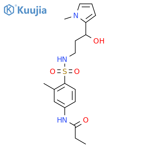N-(4-{[3-hydroxy-3-(1-methyl-1H-pyrrol-2-yl)propyl]sulfamoyl}-3-methylphenyl)propanamide structure