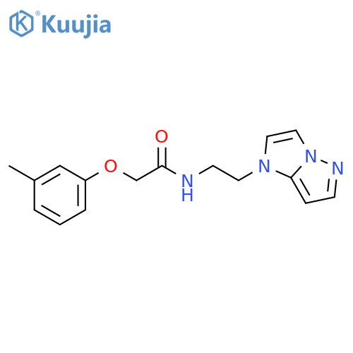 2-(3-methylphenoxy)-N-(2-{1H-pyrazolo[1,5-a]imidazol-1-yl}ethyl)acetamide structure
