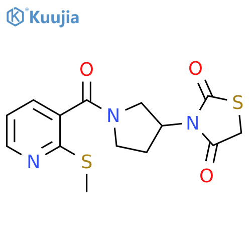 3-[1-[[2-(Methylthio)-3-pyridinyl]carbonyl]-3-pyrrolidinyl]-2,4-thiazolidinedione structure