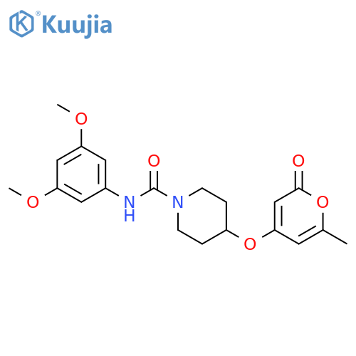 N-(3,5-dimethoxyphenyl)-4-(2-methyl-6-oxopyran-4-yl)oxypiperidine-1-carboxamide structure