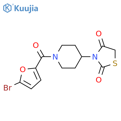 3-[1-(5-bromofuran-2-carbonyl)piperidin-4-yl]-1,3-thiazolidine-2,4-dione structure