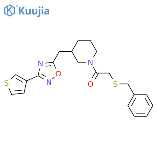 2-(benzylsulfanyl)-1-(3-{[3-(thiophen-3-yl)-1,2,4-oxadiazol-5-yl]methyl}piperidin-1-yl)ethan-1-one structure