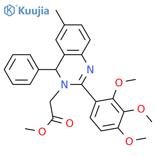 methyl 2-[6-methyl-4-phenyl-2-(2,3,4-trimethoxyphenyl)-3,4-dihydroquinazolin-3-yl]acetate structure
