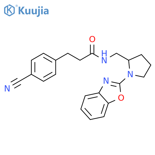 N-{[1-(1,3-benzoxazol-2-yl)pyrrolidin-2-yl]methyl}-3-(4-cyanophenyl)propanamide structure
