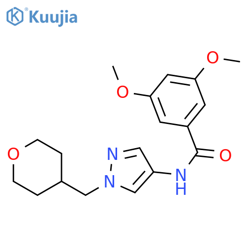 3,5-dimethoxy-N-[1-(oxan-4-ylmethyl)pyrazol-4-yl]benzamide structure