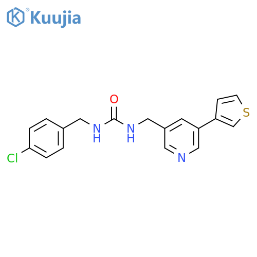 1-[(4-chlorophenyl)methyl]-3-[(5-thiophen-3-ylpyridin-3-yl)methyl]urea structure