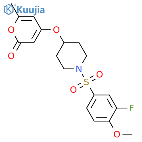 4-[1-(3-fluoro-4-methoxyphenyl)sulfonylpiperidin-4-yl]oxy-6-methylpyran-2-one structure