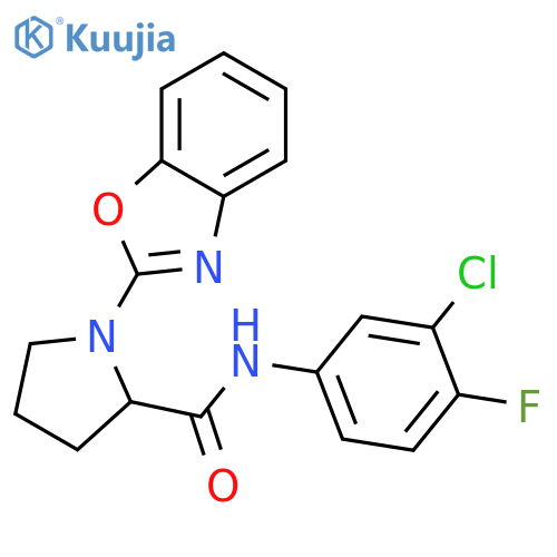 1-(1,3-benzoxazol-2-yl)-N-(3-chloro-4-fluorophenyl)pyrrolidine-2-carboxamide structure