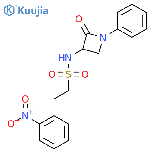 2-(2-nitrophenyl)-N-(2-oxo-1-phenylazetidin-3-yl)ethane-1-sulfonamide structure