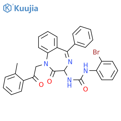 1-(2-bromophenyl)-3-[1-[2-(2-methylphenyl)-2-oxoethyl]-2-oxo-5-phenyl-3H-1,4-benzodiazepin-3-yl]urea structure