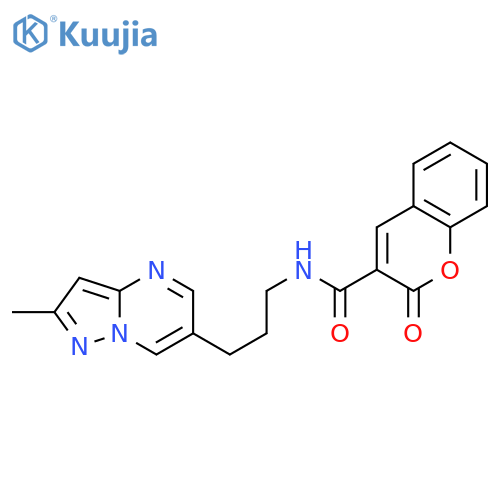 N-[3-(2-methylpyrazolo[1,5-a]pyrimidin-6-yl)propyl]-2-oxochromene-3-carboxamide structure