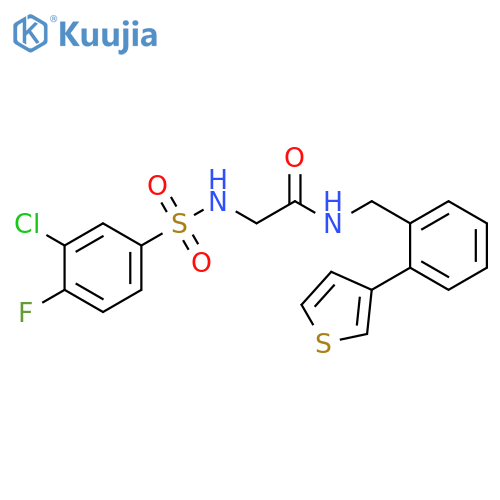 2-[[(3-Chloro-4-fluorophenyl)sulfonyl]amino]-N-[[2-(3-thienyl)phenyl]methyl]acetamide structure