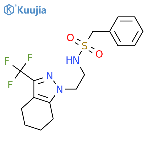 1-phenyl-N-{2-[3-(trifluoromethyl)-4,5,6,7-tetrahydro-1H-indazol-1-yl]ethyl}methanesulfonamide structure