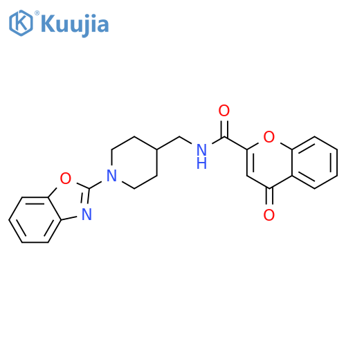 N-{[1-(1,3-benzoxazol-2-yl)piperidin-4-yl]methyl}-4-oxo-4H-chromene-2-carboxamide structure