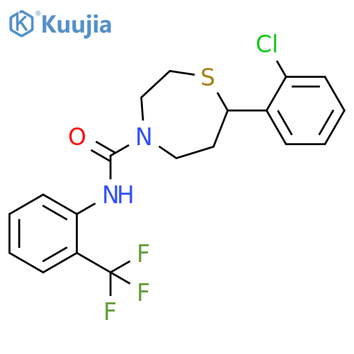 7-(2-chlorophenyl)-N-[2-(trifluoromethyl)phenyl]-1,4-thiazepane-4-carboxamide structure