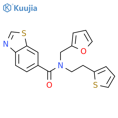 N-[(furan-2-yl)methyl]-N-[2-(thiophen-2-yl)ethyl]-1,3-benzothiazole-6-carboxamide structure