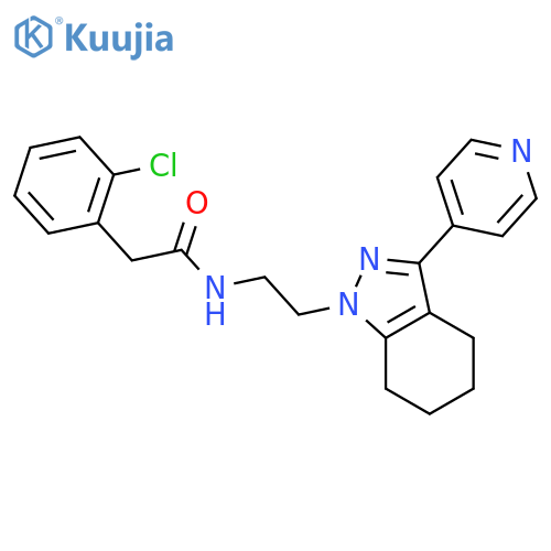 2-(2-chlorophenyl)-N-{2-[3-(pyridin-4-yl)-4,5,6,7-tetrahydro-1H-indazol-1-yl]ethyl}acetamide structure