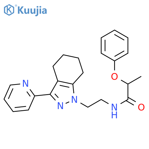 2-phenoxy-N-{2-[3-(pyridin-2-yl)-4,5,6,7-tetrahydro-1H-indazol-1-yl]ethyl}propanamide structure