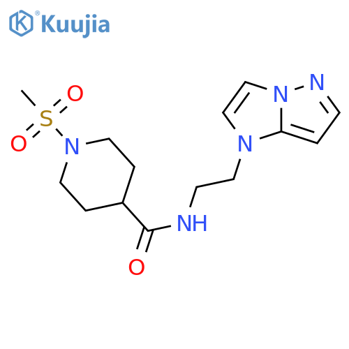 1-methanesulfonyl-N-(2-{1H-pyrazolo[1,5-a]imidazol-1-yl}ethyl)piperidine-4-carboxamide structure