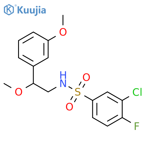 3-chloro-4-fluoro-N-[2-methoxy-2-(3-methoxyphenyl)ethyl]benzenesulfonamide structure